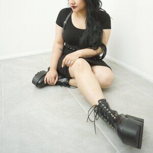 Platform Combat Boots w/ Removable Chain